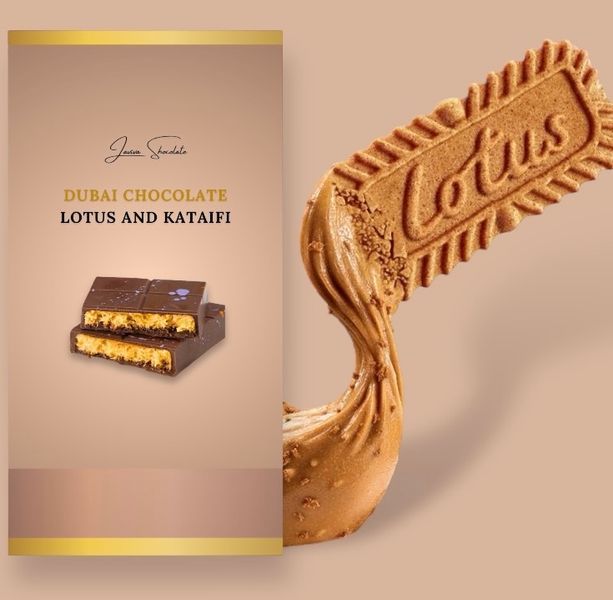 Дубайський шоколад бісквіт Lotus та катаїфі LАVIVA CHOCOLATE, 200г UA-0313 фото