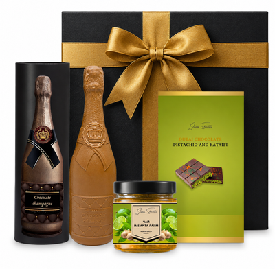 Dubai chocolate and champagne set LAVIVA CHOCOLATE