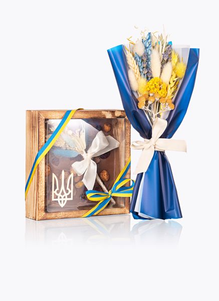 Букет cухоцвітів LAVIVA CHOCOLATE Bouquet Blue малий UA-0202 фото